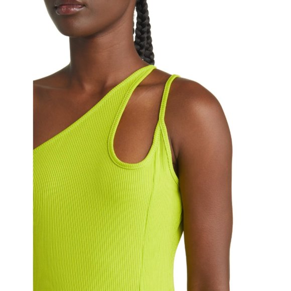 NWT TOPSHOP One-Shoulder Ribbed Midi Dress LIGHT GREEN Medium - Picture 5 of 7